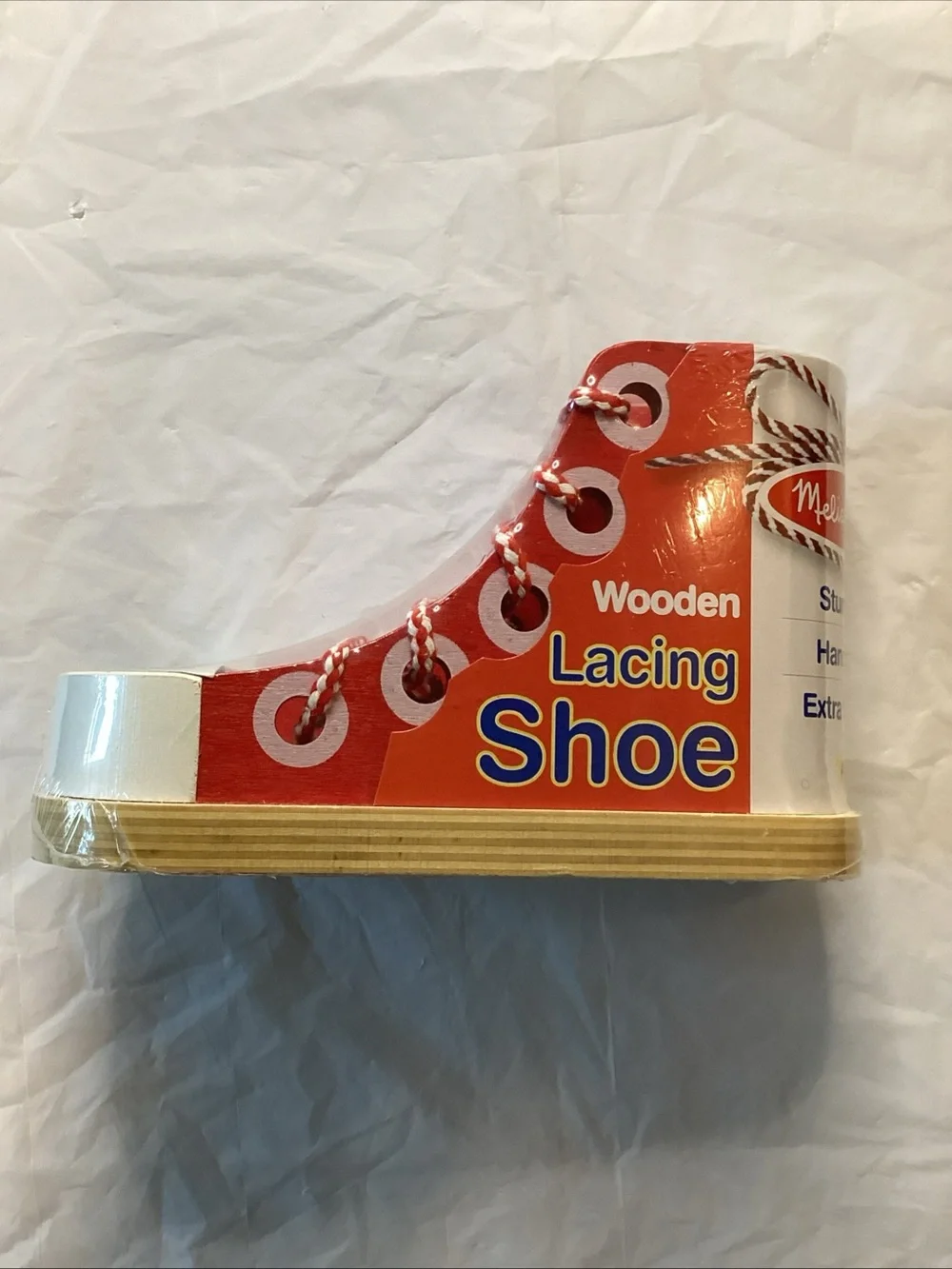 Melissa & Doug Red and White Wooden Lacing Shoe